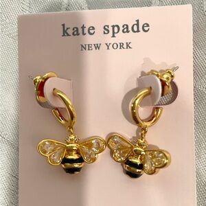 Kate Spade Gold and Black Bee Hoop Earrings New
